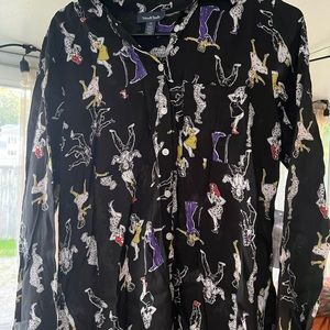 ModCloth Women’s Zombie Halloween Button Down Blouse Size Small NWT